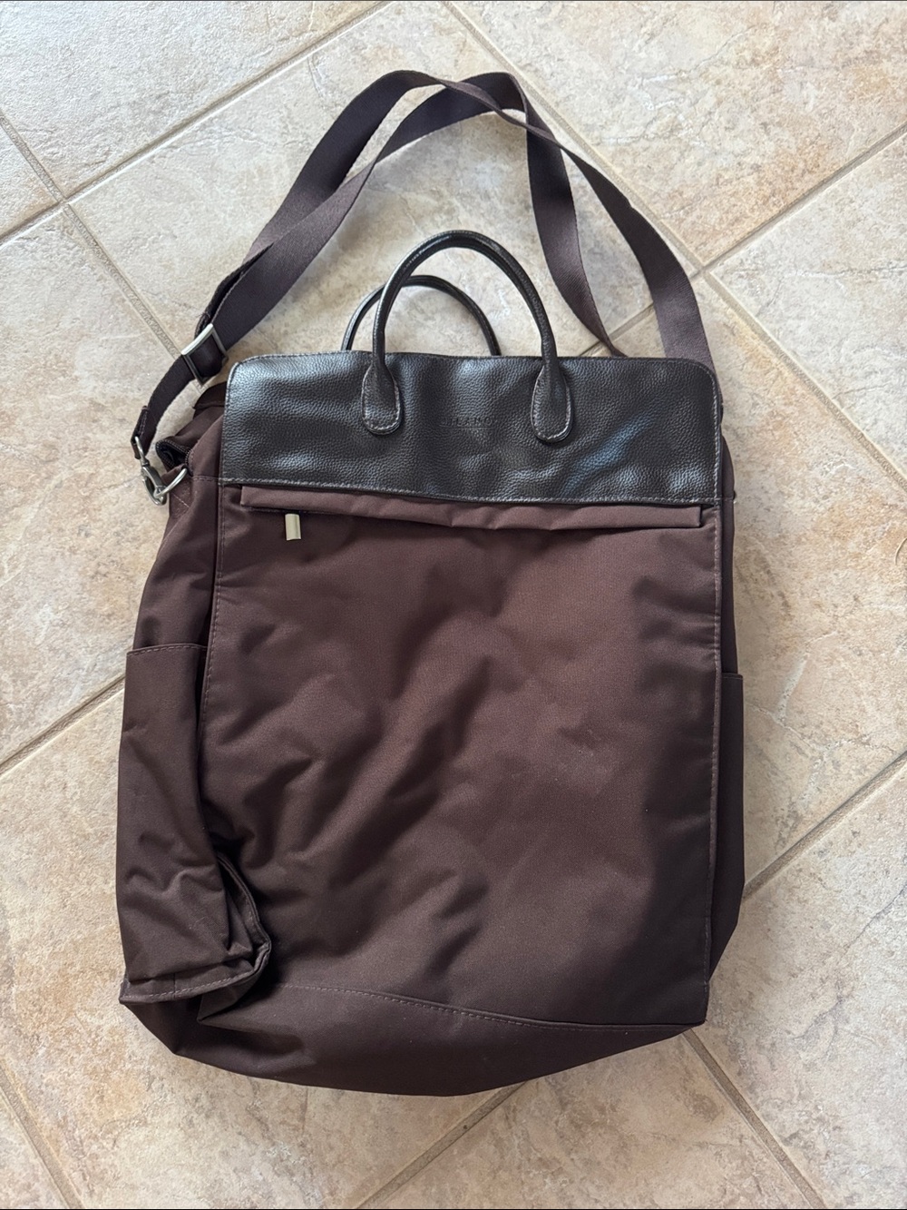 Milano Men's Laptop Tote in Dark Brown with Chocolate Trim
